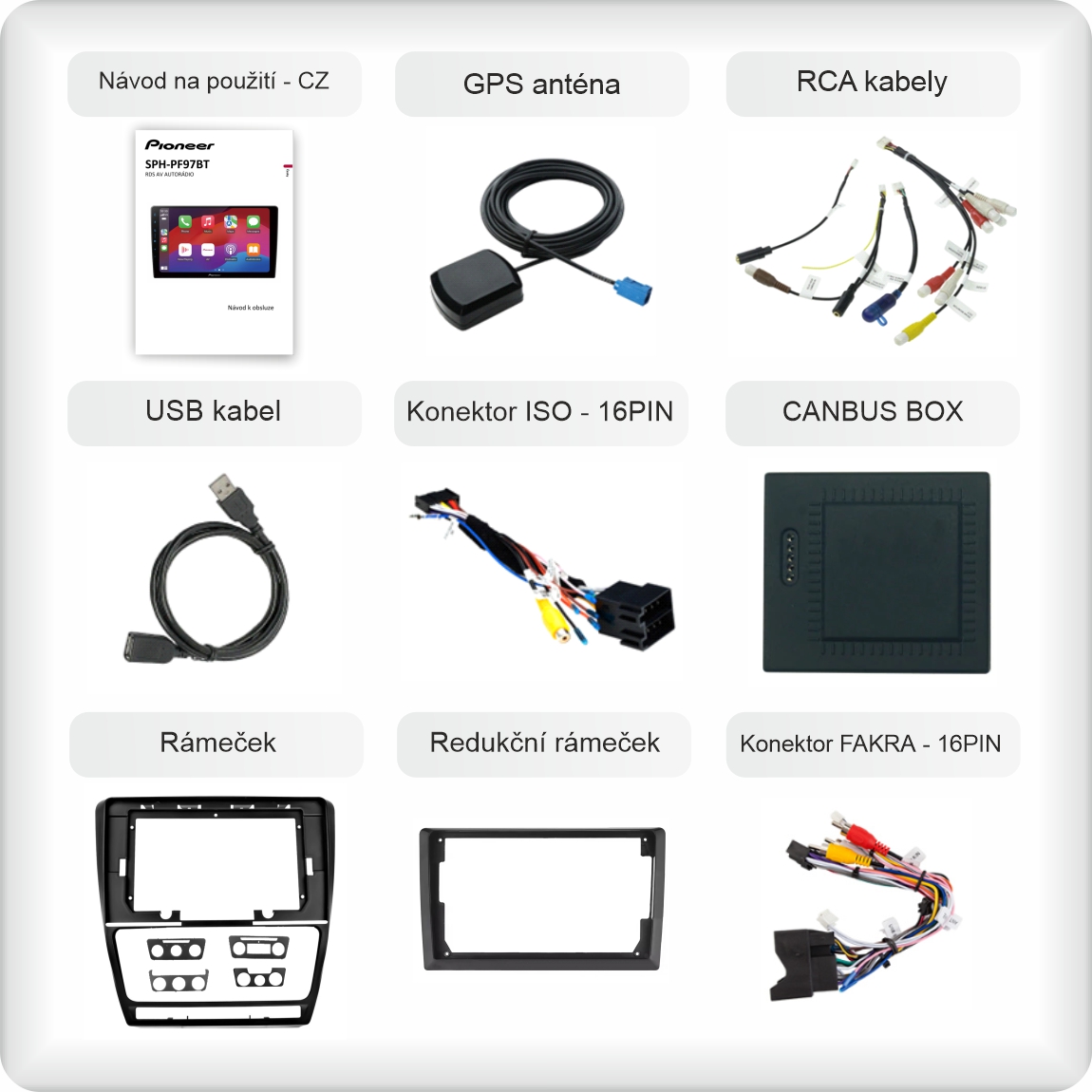 CZ příslušenství pro autorádio Pioneer SPH - PF97BT pro škoda octavia 2 černý carplay a android auto evtech_cz